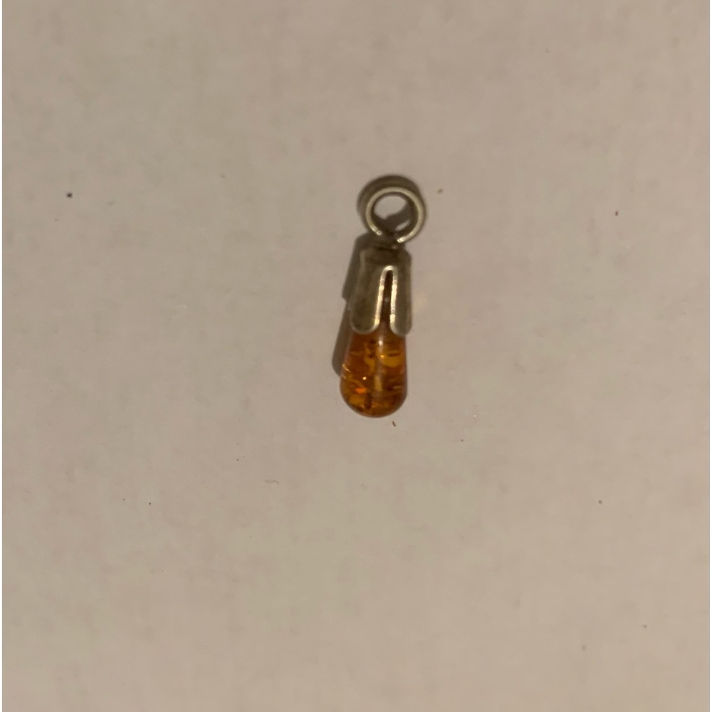 Vintage Charm bracelet charm amber stone sterling silver charm only